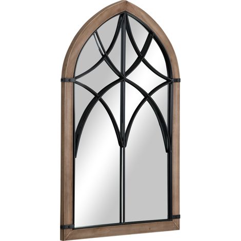 HOMCOM Specchio a Muro ad Arco 60x93 cm Marrone e Nero