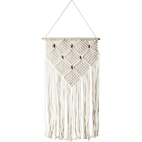 Déco murale macramé écru et perle de bois (1/5)