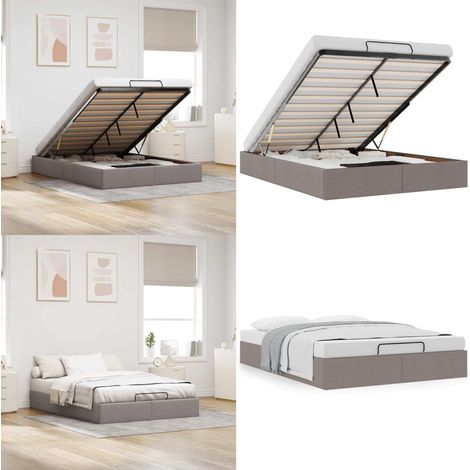 vidaXL Ottoman-Bett ohne Matratze Taupe 140x200 cm Stoff (1/5)