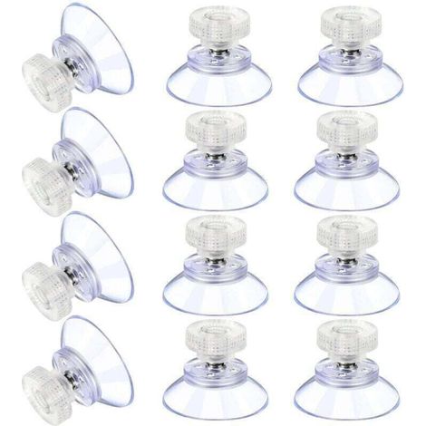 12 Grandes Ventouses Ventouses en Plastique Ventouse Anti-Collision Transparente en Caoutchouc Vis Écrou en Métal Ventouse Solide en PVC Transparent Remplacement avec Écrou de Vis (25M5-6) (1/4)