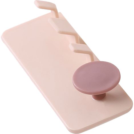 Support mural pour prise électrique sans perçage, à forte adhérence et au design épuré, pour salle de bain et cuisine (rose). (1/5)