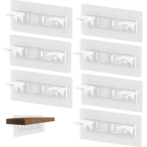 8 Stück selbstklebende Regalstützen, selbstklebende Regalstützen, transparente Regalstützen, transparente Kunststoff-Klebehalterungen