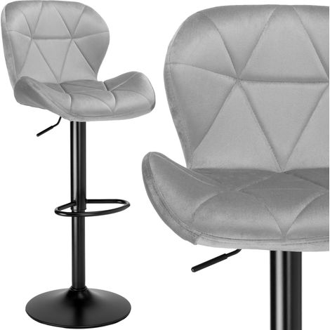 Sgabello da bar Gordon in velluto grigio nero (1/5)