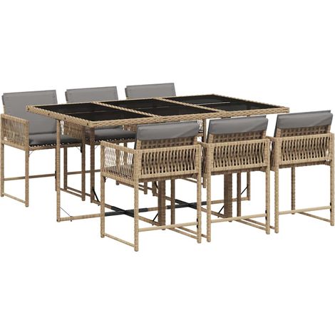 Maison Exclusive - Set comedor de jardín 7 pzas con cojines ratán (1/5)