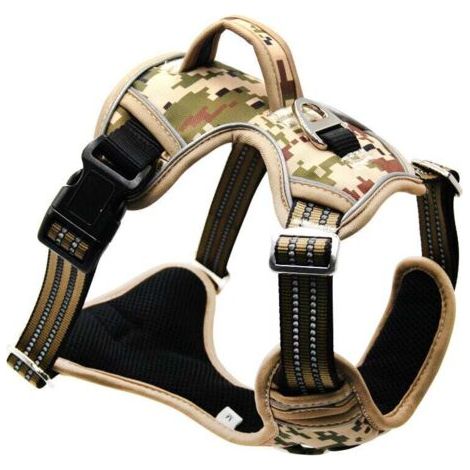 Camouflage Marron, M , Harnais Chien, Harnais Anti Traction pour Chien, Respirant Réglable Gilet Durable Réfléchissant, Facile à Mettre, Camouflage Harnais pour Petit Moyen et Grand Chien (1/5)