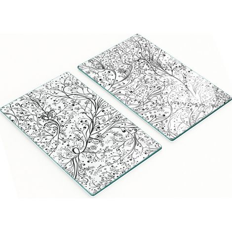 Tableros decorativos multifuncionales de vidrio con dise帽o de ramas entrelazadas, 2x30x52 cm.