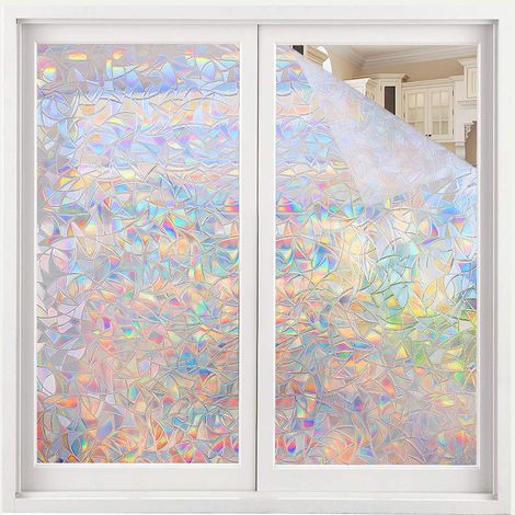 Fensterfolie Selbsthaftend Blickdicht Sichtschutzfolie Fenster 3D Fensterfolie 60 x 200 cm Sichtschutz Glasfolie Statisch Haftend UV-Schutz ohne Kleber Dekofolie (1/5)