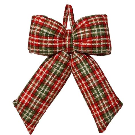 Fiocco natalizio a quadri verde e rosso 40 × 30 × H12 cm (1/2)