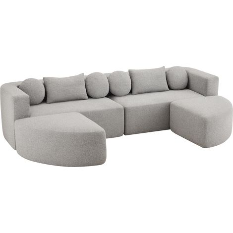 Canapé Modulable Convertible Chenille Gris Canapé Lit Sans Montage 292x165x68cm (1/5)