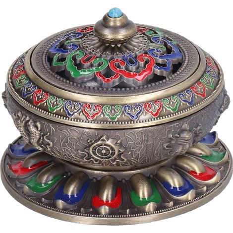 Retro-Räuchergefäß aus Kupferlegierung, Stäbchenhalter für Wohnzimmer, Teezeremonie, mehrfarbiges grünes Ornament (1/5)