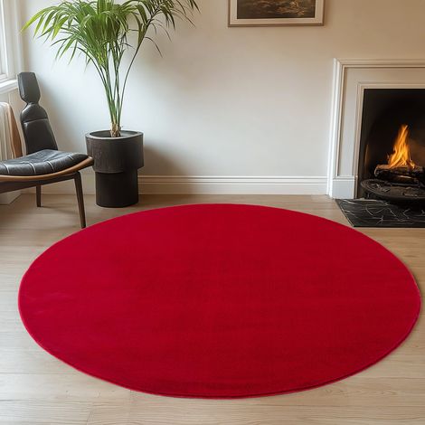 Tapis Plush Joy - 160 cm x 160 cm - Rouge - Ultra Doux - Antidérapant - Élégant (1/5)