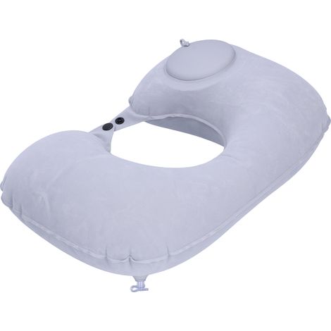 Coussin gonflable en U à gonflage automatique par pression pour avion, voiture, bureau, train et maison, gris (1/5)