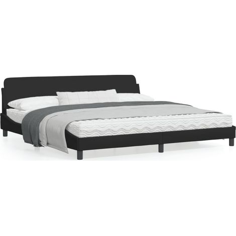 Cadre de lit avec tête de lit Noir 200x200 Tissu (1/5)