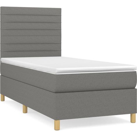 Maison Exclusive - Giroletto a Molle con Materasso Grigio Scuro 100x200 cm Tessuto