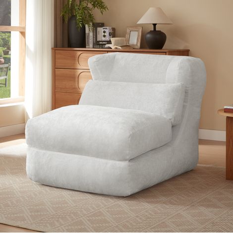 Sillón convertible de espuma, blanco, transformable en chaise longue HAVRYA (1/5)