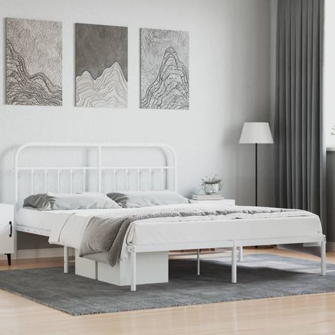 vidaXL Giroletto con Testiera Metallo Bianco 180x200 cm (1/5)