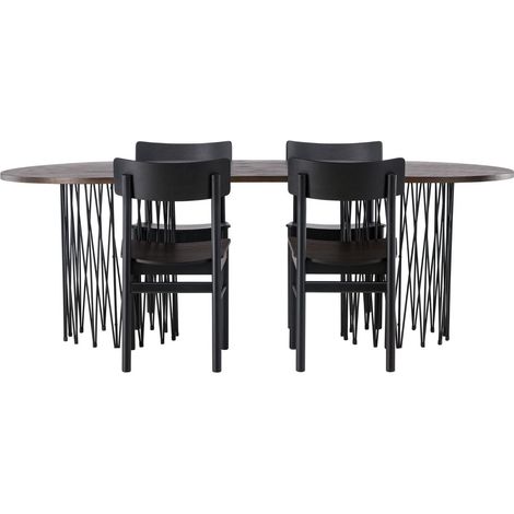 Stone Essgruppe Esstisch Mokka 4 Stühle schwarz. (1/4)