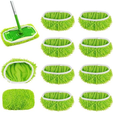 Lot de 8 serpillères microfibre – Compatibles avec certains modèles – 25,5x11,5 cm – Lavables – Sec/humide (1/5)