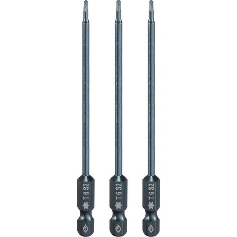 3 Pièce Embout de Tournevis Torx Magnétique, T6 1/4" Hex Tige Longueur 100mm Embout de Vissage Long Hexagonal en Acier S2 avec Trou pour Retirer les Vis de Fixation Outils (1/5)