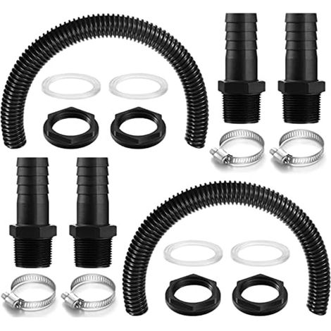 Pièces de Rechange 2 Rain Butt Connection Set 25 mm Rain Butt Connector With HoseClamps IBC Barrel Connector For Rainwater (50 Cm) (1/5)