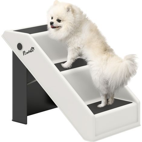 Escalier pour chien pliant à 3 marches antidérapantes escalier pour animaux en plastique 53 x 30,5 x 36,5 cm crème (1/5)