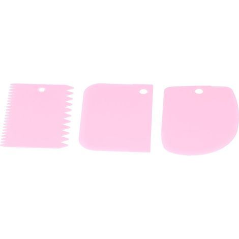 Set mit 3 Gebäckausstechern und Sahneglättern für Kuchen, rosa DIY-Backwerkzeug (1/5)