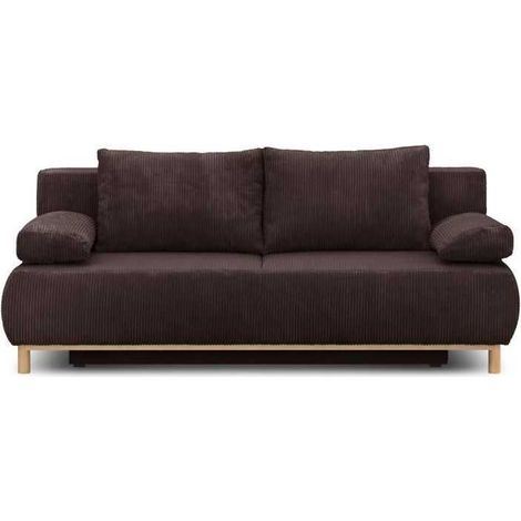 Mika Schlafsofa Samt Dunkelbraun 192 cm (1/3)