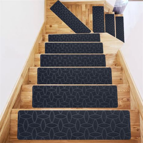 tapis d'escalier antidérapants autocollants réutilisables faciles à installer et silencieux x 10 76 cm 20 cm Gris (1/5)