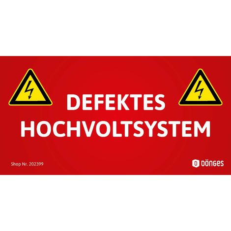 Aufkleber für HV-Systeme "DEFEKTES HOCHVOLTSYSTEM"