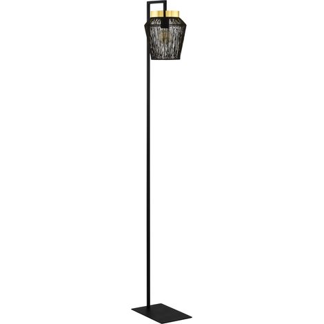 Lampadaire sur pied, luminaire en métal noir et laiton (1/2)