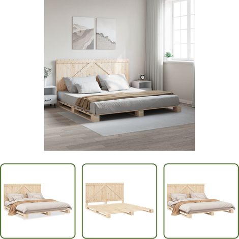 vidaXL Sommeil - Cadre de lit sans matelas avec tête de lit 200x200 cm (1/5)