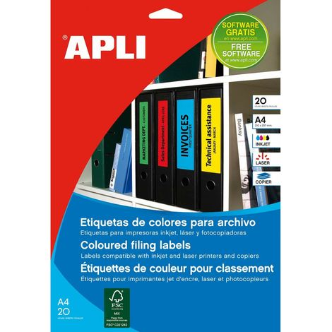 Etiquetas APLI con adhesivo permanente y cantos romos, ideales para archivar y ordenar documentos. Cada etiqueta tiene un tamaño de 190,0 x 61,0 mm y (1/2)