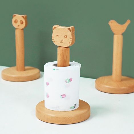Niedlicher, tierförmiger Taschentuchhalter aus Holz, Toilettenpapierhalter in Katzenform, Aufbewahrungsregal für Küche und Schlafzimmer (1/5)
