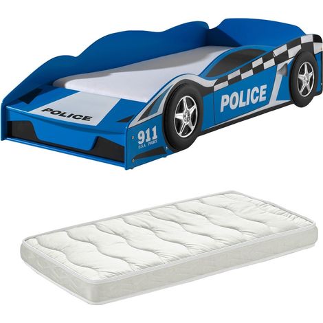 DISTRICT - Lit Voiture Police Racing 70x140cm avec Matelas (1/3)