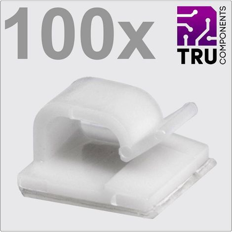 TRU COMPONENTS T24CA021 Clip fermacavi autoadesivo TC-12888440 Intervallo Ø fascio 1 fino a 7 mm Bianco 100 pz.