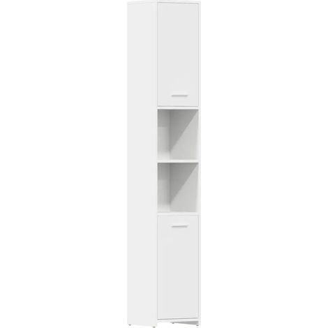 Mobile contenitore da bagno dalle linee pulite 30 x 30 x 183,5 cm legno composito bianco 020047715