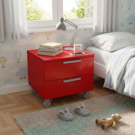 Cassettiera 2 cassetti - Design moderno, chiusura rallentata - Rosso (1/5)