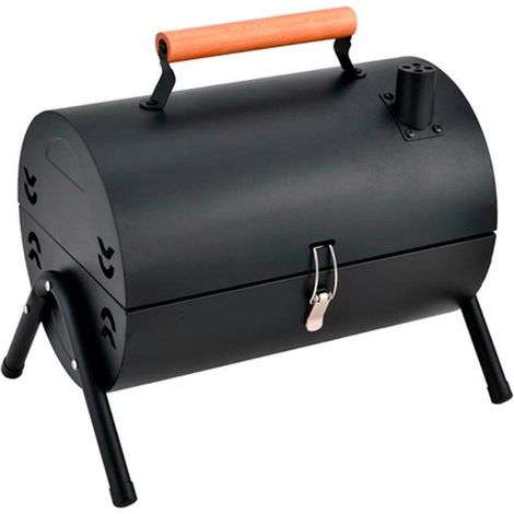 TrAdE Shop Traesio - Barbecue Portatile Griglia A Carbone Design Cilindrico Con Camino Maniglia Vassoi 638970 - (1/5)