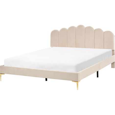 Bett mit Lattenrost Samtstoff SAUVIAN 160 x 200 cm Beige