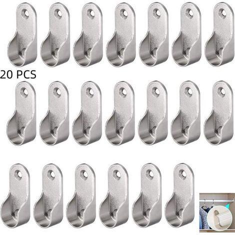 20 staffe ovali per asta appendiabiti, staffe a flangia per appendiabiti per armadi e mobili, incluse 40 viti 45,5 × 1 (1/5)
