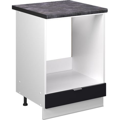 Herdumbauschrank Fame-Line, Schwarz gestreift, 60 cm , AP Anthrazit, Vicco