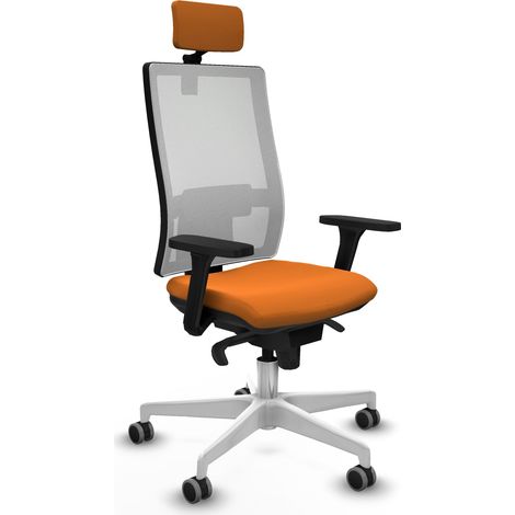 Horna sincro malla blanca similpiel naranja brazos 3D base blanca cabecero 2D ruedas 65mm engomadas (1/5)