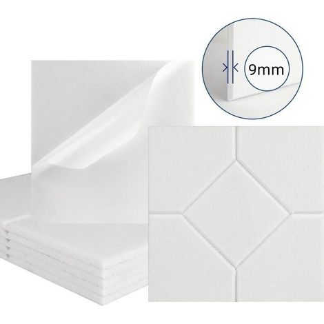 Lot de 12 panneaux acoustiques auto-adhésifs, rembourrage insonorisant en polyester, panneaux muraux insonorisants haute densité, 30 x 30 x 1cm, blanc (1/5)