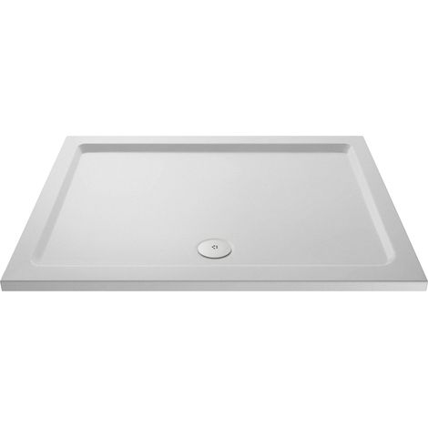 Nuie White 1300mm x 800mm Slip Resistant Rectangular Shower Tray with Centre Edge Waste - NSR028 (1/5)