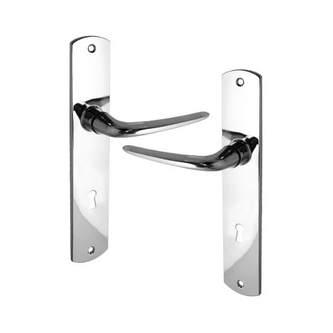 Ouvre&Déco – Poignées de porte d'entrée à cylindre – Lot de 2 – Zamak chromé brillant – Entraxe 195 mm – Pour portes 36 à 44 mm d'épaisseur