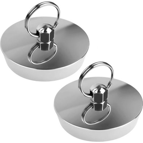 Set mit 2 Badewannenstöpseln, 42–46 mm Abflussstopfen, Badewannenabflussstopfen, Gummi-Spülbeckenstöpsel, Spülbeckenstöpsel mit Haken, für Schwimmbäder, Badewannen, Waschbecken (1/5)