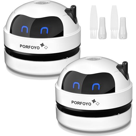 Lot de 2 mini aspirateurs de table, portables, rechargeables par USB, pour bureau, école, maison (1/5)