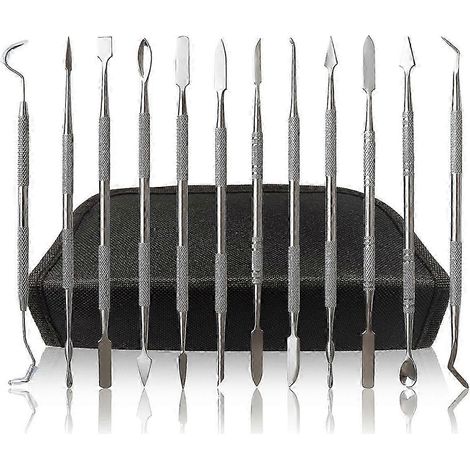 Ensemble de 12 outils de sculpture à la cire en acier inoxydable, instruments de cirage, outils de sculpture à double extrémité (1/5)