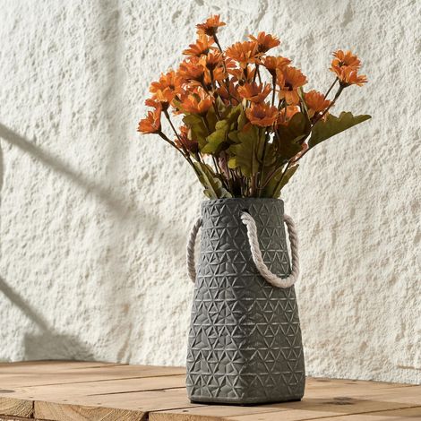 Vase en céramique gris ardoise, style rustique moderne, mignon, bohème, fait à la main, style nordique simple, esthétique pour salon, bibliothèque, bureau, entrée, décoration toscane (1/5)