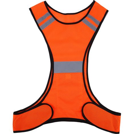Gilet de sécurité réfléchissant haute visibilité, vêtements de sécurité pour course de nuit, taille réglable (orange) (1/2)